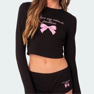 Edikted Attitude Problem Long Sleeve Crop Top